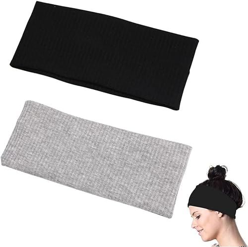 Diademas Deportivas, Cinta Pelo Deporte, Diadema Deportiva Elastica, Cinta Pelo Deporte Mujer, Cinta para Cabeza Hombre, Absorbe Humedad y Sudor,para Trotar Correr Fútbol Entrenamiento Yoga y Más,2PCS