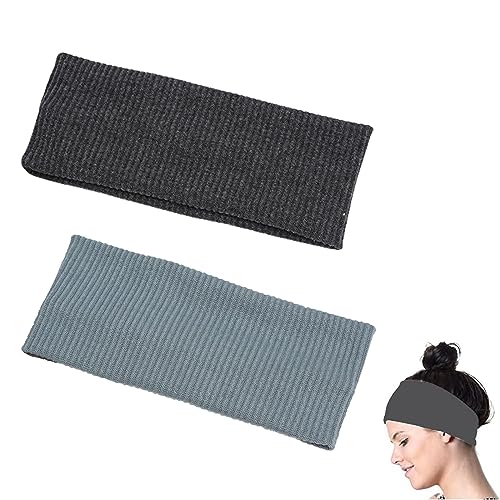 Diademas Deportivas, Cinta Pelo Deporte, Diadema Deportiva Elastica, Cinta Pelo Deporte Mujer, Cinta para Cabeza Hombre, para Trotar Correr Fútbol Entrenamiento Yoga, Gris Oscuro, Gris Azulado Claro