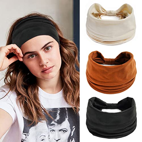 Diademas Pelo Mujer 3 Piezas Cinta Pelo Mujer Diadema Ancha Turbante Bohemia Diademas de Yoga Anchas para La Cabeza Bandas Elásticas para El Pelo Accesorios para El Cabello para Mujeres y Niñas