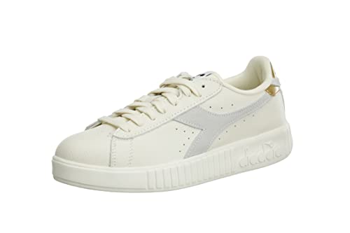 Diadora Game Step Premium Tumbled Leather, Zapatillas Deportivas Mujer, Blanco/Oro, 40 EU