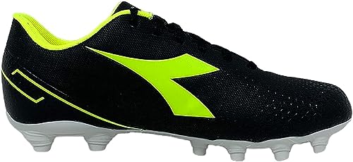 Diadora Pichichi 6 Mg14, Zapatillas de fútbol Hombre, Black Yellow FL DD White, 43 EU