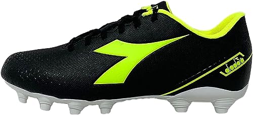 Diadora Pichichi 6 Mg14, Zapatillas de fútbol Hombre, Black Yellow FL DD White, 43 EU