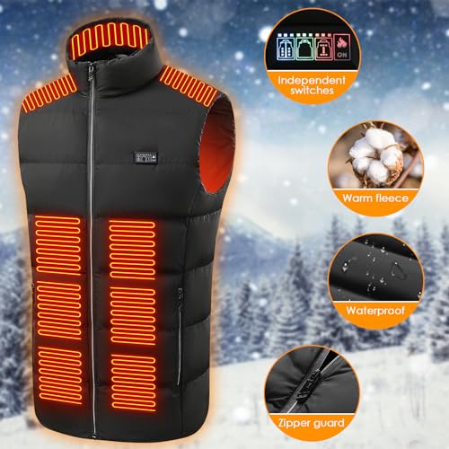 Diealles Shine Chaleco Calefactable Mujer Hombre, Carga USB Chaqueta Calefactable Hombre, Ropa Calefactable con 21 Zonas de Calentamiento y 3 Temperaturas Ajustables (Sin Power Bank) - XL