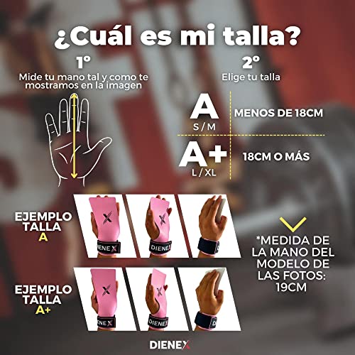 Dienex Calleras para Cross Training Mujer y Hombre Sin Magnesio y Sin Agujeros de Fibra de Carbono, Muñequeras Incluidas, Hand Grips para Barra Dominadas, Pullups, Anillas, A+ (L/XL)