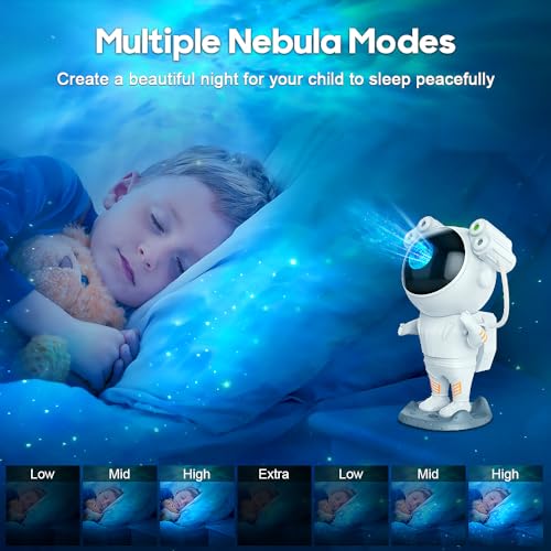 Dienmern Astronaut Galaxy Projector Starry Sky Night Light, Astronaut Star Projector con Nebulosa, Temporizador y Control Remoto, Lámpara Estrellada para Dormitorio y Proyector de Techo