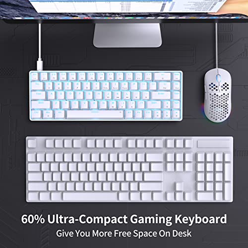 Dierya T68SE Teclado Mecánico Gaming Mini 60% Blue Switch Mechanical Keyboard con Retroiluminación LED,Cable USB-Type C,Teclado Ultra-Compacto 68 Teclas Anti-Fantasma US Layout para PC/Windows