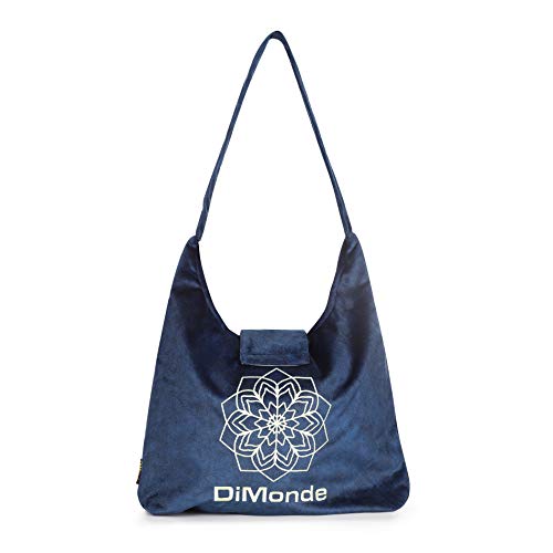 DiMonde Zafu - Cojín de meditación y yoga redondo con bolsa gamuza – Funda extraíble y lavable – Relleno de cáscaras de trigo sarraceno– Asa lateral – Mandala – Altura 13 cm – Diámetro 33 cm Azul