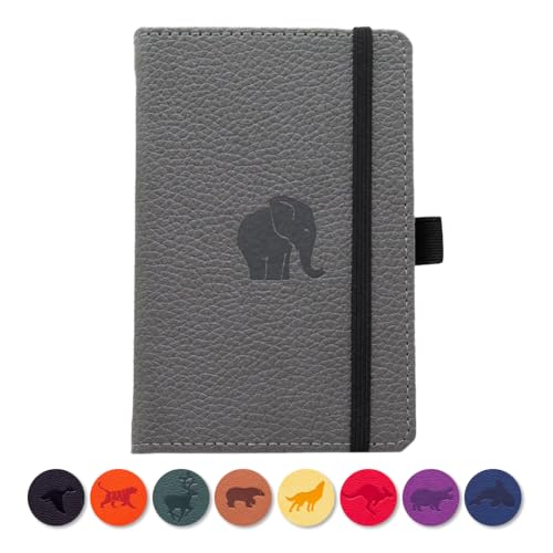 Dingbats - Wildlife Cuaderno De Bolsillo Punteado, Elefante Gris, A6 - Tapa Dura - Papel Crema, De 100 Gsm, A Prueba De Tinta