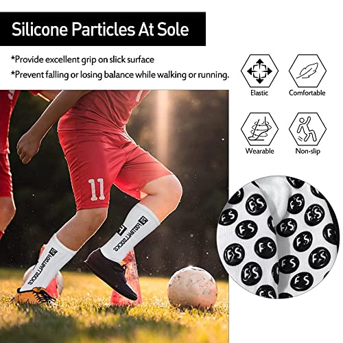 Dinjunxi Calcetines de Fútbol 2 Pares de Calcetines Deportivos para Hombre y Mujer | Diseño Antideslizante | 39-46 | 75% Algodón | Soccer Socks para Baloncesto Running Tenis Ciclismo