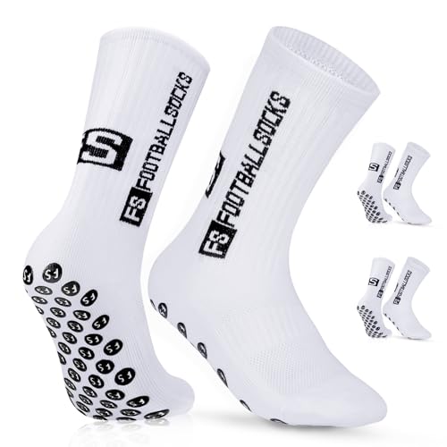 Dinjunxi Calcetines de Fútbol 2 Pares de Calcetines Deportivos para Hombre y Mujer | Diseño Antideslizante | 39-46 | 75% Algodón | Soccer Socks para Baloncesto Running Tenis Ciclismo