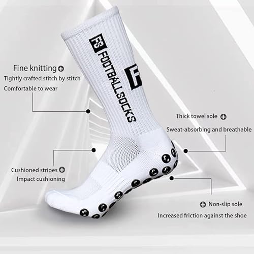 Dinjunxi Grip Calcetines de fútbol 2 pares de calcetines de fútbol para hombre unisex | diseño antideslizante | escala universal 39-46 | 75% algodón | calcetines de fútbol para niños, amarillo