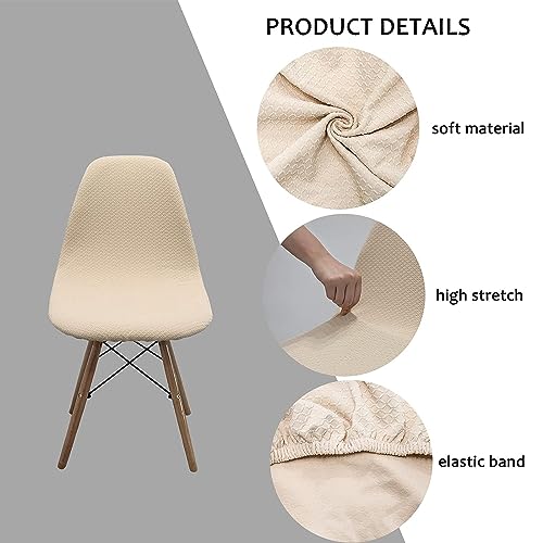 Dioxide 4 Piezas Fundas para Sillas de Comedor Impermeable Funda de Silla Cocina Elásticas Cubiertas Fundas para Silla Oficina Sin Brazo Ajustables Lavables Protectoras de Sillas, Beige