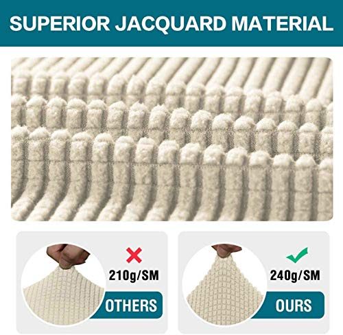 Dioxide Pack de 4 Funda para Silla, Fundas Elásticas, Fundas de Asiento para Silla, Diseño Jacquard Cubiertas de la Sillas, Extraíbles y Lavables-Decor Restaurante (Paquete de 4,Beige)