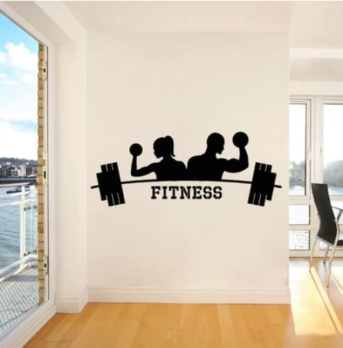 Diseño moderno arte decoración Fitness gimnasio pared calcomanía vinilo pegatina deportes atletismo arte hogar Decoración pared pegatina 58 x 23 cm