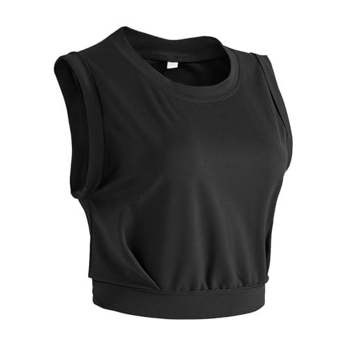 Disnace Camiseta Deportivo Sin Mangas,Camisetas De Fitness Crop Top,Chaleco De Mujer De Verano,Tank Top Mujer Deporte-Adecuado para Hacer Ejercicio, Correr, Jugar a La Pelota (L)