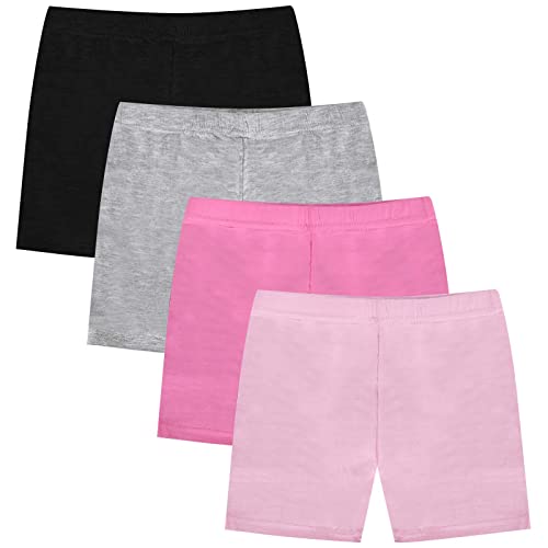 Disnace Pack de 4 Mallas de Algodón para Niñas, Niño Pantalones Cortos de Ciclismo Transpirables Shorts Leggings para Danza Ejercicio Ballet Running 2 - 7 Años (130cm)