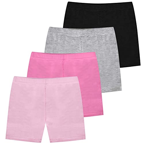 Disnace Pack de 4 Mallas de Algodón para Niñas, Niño Pantalones Cortos de Ciclismo Transpirables Shorts Leggings para Danza Ejercicio Ballet Running 2 - 7 Años (110cm)