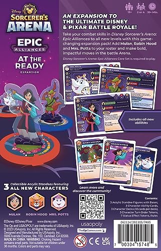 Disney Sorcerer’s Arena: Epic Alliances At The Ready Expansion | Featuring Robin Hood, Mrs. Potts, and Mulan | Officially Licensed Disney Strategy & Family Board Game | Ages 13+