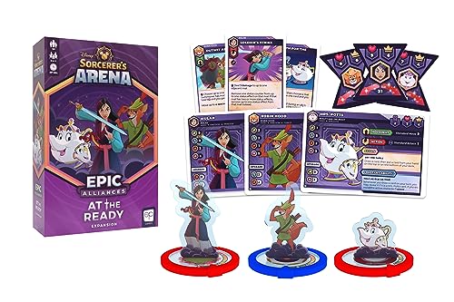 Disney Sorcerer’s Arena: Epic Alliances At The Ready Expansion | Featuring Robin Hood, Mrs. Potts, and Mulan | Officially Licensed Disney Strategy & Family Board Game | Ages 13+