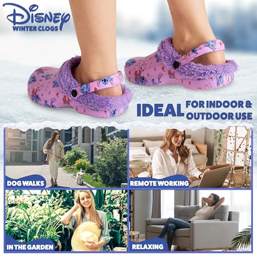 Disney Stitch Zuecos para Mujeres - Tallas 35-40, Antideslizante para Uso Interior o Exterior - Regalos de Stitch (Morado,37-38)