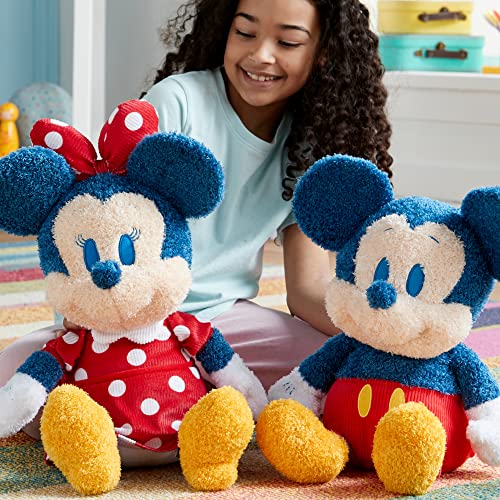 Disney Store Peluche con lastre Mediano de Minnie Mouse, Mide 37 cm, Minnie de Peluche con su clásico Vestido de Lunares, Detalles Bordados y Bolsa extraíble, Apto para recién Nacidos