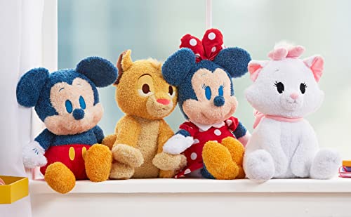 Disney Store Peluche con lastre Mediano de Minnie Mouse, Mide 37 cm, Minnie de Peluche con su clásico Vestido de Lunares, Detalles Bordados y Bolsa extraíble, Apto para recién Nacidos