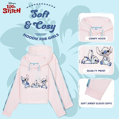 Disney Sudadera Niña Stitch, Sudadera Corta Niña, Sudadera para Niñas Crop Top, Ropa para Niñas Lilo y Stitch 7-14 años (13-14 años, Coral Polvoriento)