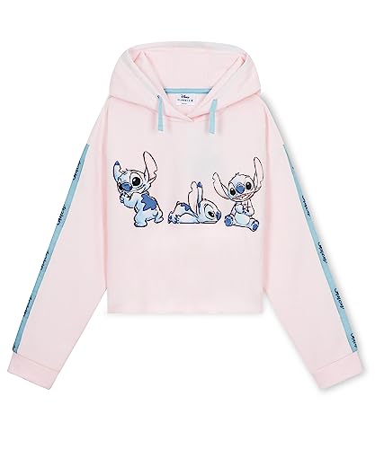 Disney Sudadera Niña Stitch, Sudadera Corta Niña, Sudadera para Niñas Crop Top, Ropa para Niñas Lilo y Stitch 7-14 años (13-14 años, Coral Polvoriento)