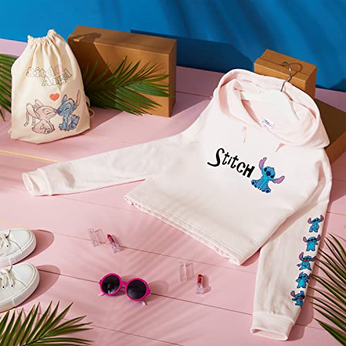 Disney Sudadera Niña Stitch, Sudadera Corta Niña, Sudadera para Niñas Crop Top, Ropa para Niñas Lilo y Stitch 7-14 años (9-10 años, Rosa)