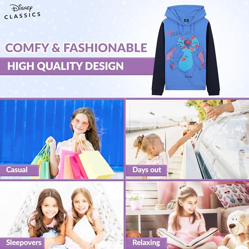 Disney Sudaderas con Capucha para Niñas, Sudadera Stitch Niña, Ropa Juvenil de Moda para Niñas y Adolescentes 7-14 años (Azul/Negro Stitch, 9-10 años)