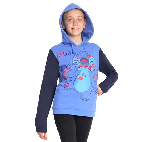 Disney Sudaderas con Capucha para Niñas, Sudadera Stitch Niña, Ropa Juvenil de Moda para Niñas y Adolescentes 7-14 años (Azul/Negro Stitch, 9-10 años)