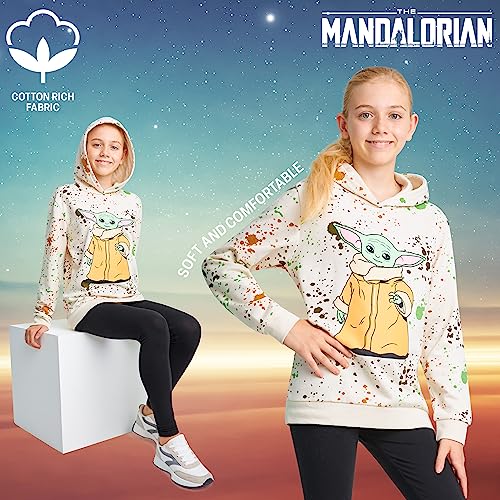 Disney Sudaderas con Capucha para Niñas, Sudadera Stitch Niña, Ropa Juvenil de Moda para Niñas y Adolescentes 7-14 años (Crema Baby Yoda, 13-14 años)