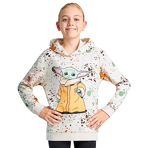 Disney Sudaderas con Capucha para Niñas, Sudadera Stitch Niña, Ropa Juvenil de Moda para Niñas y Adolescentes 7-14 años (Crema Baby Yoda, 13-14 años)