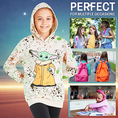 Disney Sudaderas con Capucha para Niñas, Sudadera Stitch Niña, Ropa Juvenil de Moda para Niñas y Adolescentes 7-14 años (Crema Baby Yoda, 13-14 años)