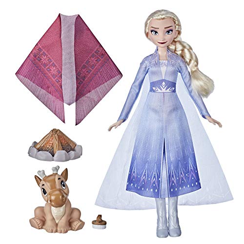 Disney's Frozen 2 - Elsa y Sus Amigos en la fogata - Muñeca de Elsa con Vestido y Largo Cabello Rubio, bebé Reno y Accesorios para muñeca - Juguete para niños y niñas de 3 años en adelante