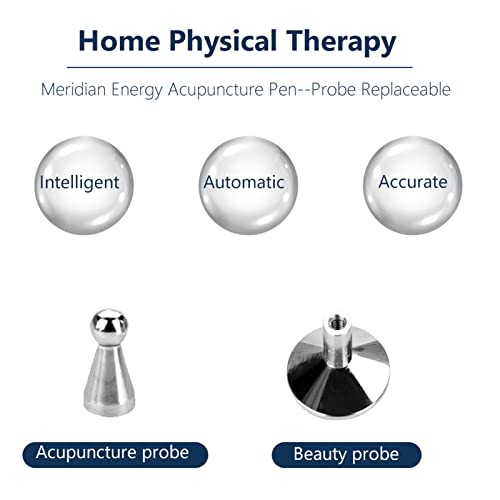 Dispositivo de Acupuntura Electrónico Digital, con 3 Cabezales de Masaje Pluma de Masaje Puntero Detector de Puntos de Acupuntura Y Nervios Pluma de Acupuntura Muscular con Barra de Reflujo