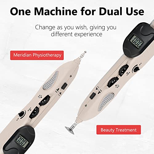 Dispositivo de Acupuntura Electrónico Digital, con 3 Cabezales de Masaje Pluma de Masaje Puntero Detector de Puntos de Acupuntura Y Nervios Pluma de Acupuntura Muscular con Barra de Reflujo