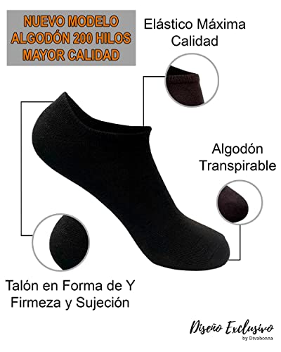 DIVABONNA 12 Pares Calcetines Tobilleros Hombre - Calcetines Hombre Cortos - Calcetines Hombre de Algodón (40-46, Negro)