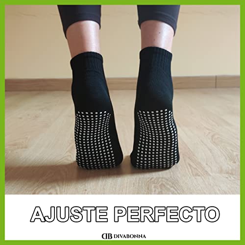 DIVABONNA 4 Pares Calcetines Antideslizantes Mujer y Calcetines Antideslizantes Hombre - Calcetines Yoga - Calcetines Pilates (40-46, 4 Pares - Surtidos)