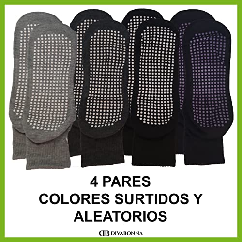 DIVABONNA 4 Pares Calcetines Antideslizantes Mujer y Calcetines Antideslizantes Hombre - Calcetines Yoga - Calcetines Pilates (40-46, 4 Pares - Surtidos)