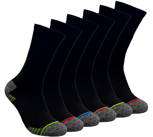 DIVABONNA 6 Pares Calcetines Trabajo Hombre – Calcetines Térmicos Hombre – Calcetines Térmicos de Algodón Reforzados - Calcetines Trekking (40-46, Negro Colores)