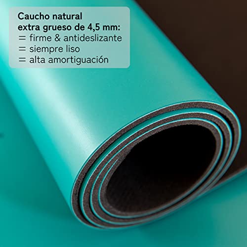 DIVASYA esterilla yoga antideslizante caucho natural, esterilla yoga gruesa máximo agarre, colchoneta yoga, extra ancha y gruesa (185x68x0,45cm), con correa de transporte, también pilates