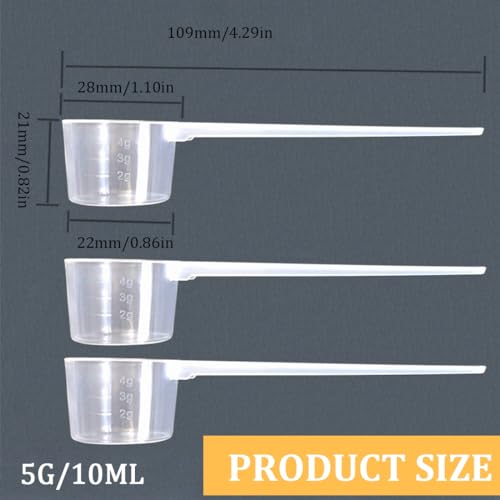 DJSUEW 3 Piezas Cuchara Medidora Gramos de Plastico Cucharas Medidoras Transparente Medidor Cuchara Dosificadora 5 gramos Mini Protein Scooper Medidor Gramos Polvo para Cocina Condimento Aceite Café