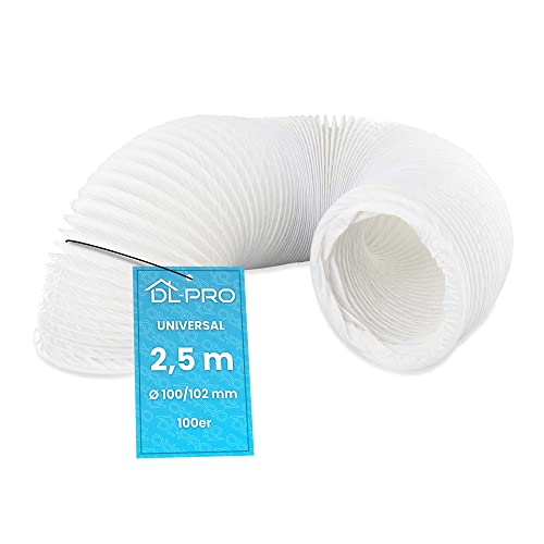 DL-pro 2,5m Tubo flexible para salida de aire Ø 100 / 102mm para aire acondicionado,secadora de ropa y campana extractora de cocina