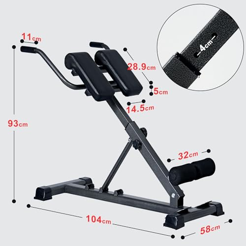 DlandHome - Banco de musculación plegable, silla romana ergonómica, ajustable, 6 en 1, aparato de entrenamiento para espalda y abdominal, dispositivo de prensa para el hogar