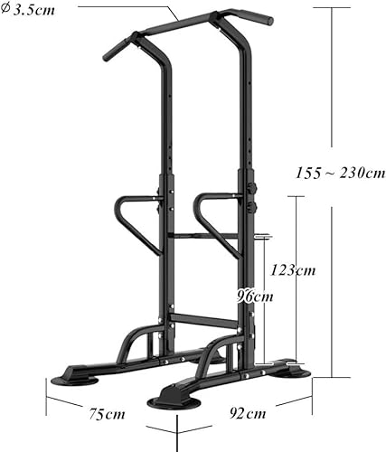 DlandHome Power Tower Estación de Fondos Barra de Tracción o Estación de Musculación Ajustable, Silla Romana para Dips con Barra para dominadas