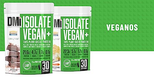 DMI ISOLATE VEGAN+ (With Oxxynea® + DigeZyme®) - Base de Aislado de Proteína de Guisante y Arroz - 900 gr (Vanilla Caramelo)