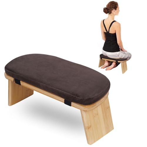 DnKelar Taburete plegable Materia de bambú Banco meditación Taburete para oración Meditacion accesorios Taburete Yoga 2,3KG