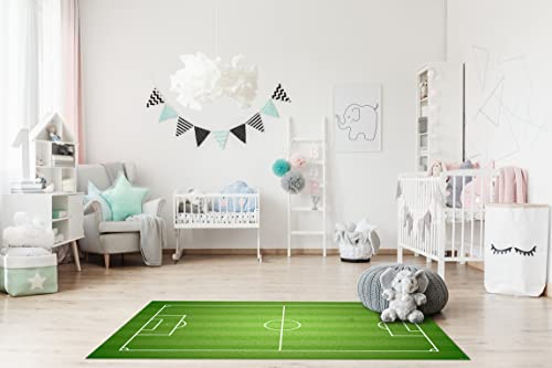 DobleUve Estudio Alfombra Vinílica Infantil 35 | Campo de Fútbol | 80x50 cm | Alfombra Infantil Lavable | Alfombra Fútbol Infantil Grande | Suelo Vinilo Infantil