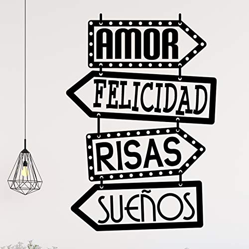 Docliick® Vinilos de pared decorativo con frase decorativa deporte "AMOR,FELICIDAD,SUEÑOS." Pegatinas decorativas pared. Decoración casa Docliick DC-19143 (Vinilo de corte, 30x20cm)